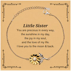 Epic Gifts for Little Sister, You are precious in every way, Little Sister Inspirational Sunflower Bracelet, Birthday Christmas Unique Gifts For Little Sister