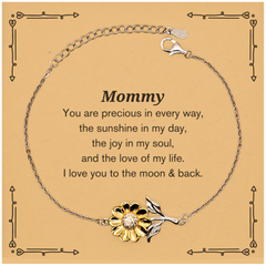 Epic Gifts for Mommy, You are precious in every way, Mommy Inspirational Sunflower Bracelet, Birthday Christmas Unique Gifts For Mommy