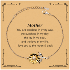 Epic Gifts for Mother, You are precious in every way, Mother Inspirational Sunflower Bracelet, Birthday Christmas Unique Gifts For Mother