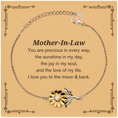 Epic Gifts for Mother-In-Law, You are precious in every way, Mother-In-Law Inspirational Sunflower Bracelet, Birthday Christmas Unique Gifts For Mother-In-Law