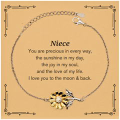 Epic Gifts for Niece, You are precious in every way, Niece Inspirational Sunflower Bracelet, Birthday Christmas Unique Gifts For Niece