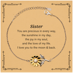 Epic Gifts for Sister, You are precious in every way, Sister Inspirational Sunflower Bracelet, Birthday Christmas Unique Gifts For Sister