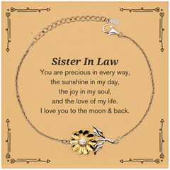 Epic Gifts for Sister In Law, You are precious in every way, Sister In Law Inspirational Sunflower Bracelet, Birthday Christmas Unique Gifts For Sister In Law