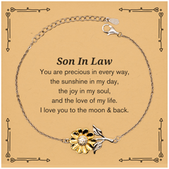 Epic Gifts for Son In Law, You are precious in every way, Son In Law Inspirational Sunflower Bracelet, Birthday Christmas Unique Gifts For Son In Law