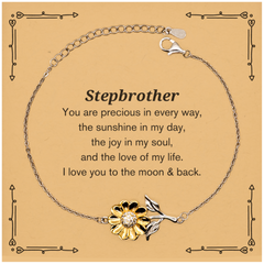 Epic Gifts for Stepbrother, You are precious in every way, Stepbrother Inspirational Sunflower Bracelet, Birthday Christmas Unique Gifts For Stepbrother