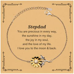 Epic Gifts for Stepdad, You are precious in every way, Stepdad Inspirational Sunflower Bracelet, Birthday Christmas Unique Gifts For Stepdad
