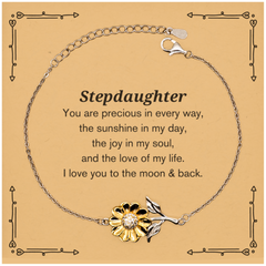 Epic Gifts for Stepdaughter, You are precious in every way, Stepdaughter Inspirational Sunflower Bracelet, Birthday Christmas Unique Gifts For Stepdaughter