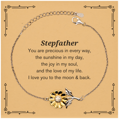 Epic Gifts for Stepfather, You are precious in every way, Stepfather Inspirational Sunflower Bracelet, Birthday Christmas Unique Gifts For Stepfather