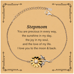 Epic Gifts for Stepmom, You are precious in every way, Stepmom Inspirational Sunflower Bracelet, Birthday Christmas Unique Gifts For Stepmom