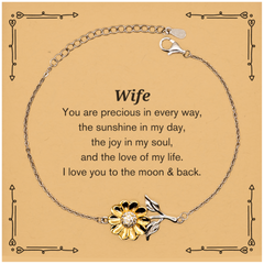Epic Gifts for Wife, You are precious in every way, Wife Inspirational Sunflower Bracelet, Birthday Christmas Unique Gifts For Wife