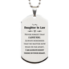 To My Daughter In Law Silver Dog Tag, I am always right there in your heart, Inspirational Gifts For Daughter In Law, Reminder Birthday Christmas Unique Gifts For Daughter In Law