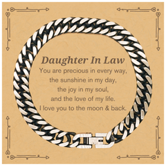 Epic Gifts for Daughter In Law, You are precious in every way, Daughter In Law Inspirational Cuban Link Chain Bracelet, Birthday Christmas Unique Gifts For Daughter In Law