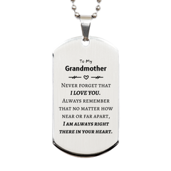 To My Grandmother Silver Dog Tag, I am always right there in your heart, Inspirational Gifts For Grandmother, Reminder Birthday Christmas Unique Gifts For Grandmother