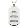To My Grandpa Silver Dog Tag, I am always right there in your heart, Inspirational Gifts For Grandpa, Reminder Birthday Christmas Unique Gifts For Grandpa