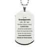 To My Grandparents Silver Dog Tag, I am always right there in your heart, Inspirational Gifts For Grandparents, Reminder Birthday Christmas Unique Gifts For Grandparents