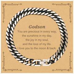 Epic Gifts for Godson, You are precious in every way, Godson Inspirational Cuban Link Chain Bracelet, Birthday Christmas Unique Gifts For Godson