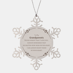To My Grandparents Snowflake Ornament, I am always right there in your heart, Inspirational Gifts For Grandparents, Reminder Birthday Christmas Unique Gifts For Grandparents
