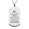 To My Niece Silver Dog Tag, I am always right there in your heart, Inspirational Gifts For Niece, Reminder Birthday Christmas Unique Gifts For Niece