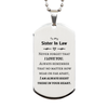 To My Sister In Law Silver Dog Tag, I am always right there in your heart, Inspirational Gifts For Sister In Law, Reminder Birthday Christmas Unique Gifts For Sister In Law