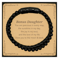 Epic Gifts for Bonus Daughter, You are precious in every way, Bonus Daughter Inspirational Stone Leather Bracelets, Birthday Christmas Unique Gifts For Bonus Daughter
