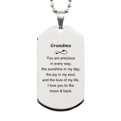 Epic Gifts for Grandma, You are precious in every way, Grandma Inspirational Silver Dog Tag, Birthday Christmas Unique Gifts For Grandma
