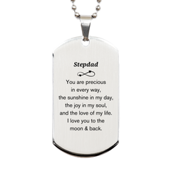 Epic Gifts for Stepdad, You are precious in every way, Stepdad Inspirational Silver Dog Tag, Birthday Christmas Unique Gifts For Stepdad