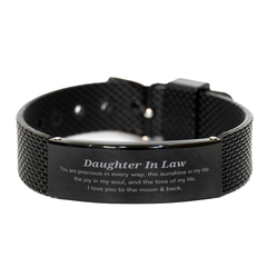 Epic Gifts for Daughter In Law, You are precious in every way, Daughter In Law Inspirational Black Shark Mesh Bracelet, Birthday Christmas Unique Gifts For Daughter In Law