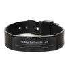 To My Father In Law Black Shark Mesh Bracelet, I am always right there in your heart, Inspirational Gifts For Father In Law, Reminder Birthday Christmas Unique Gifts For Father In Law