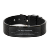 To My Godson Black Shark Mesh Bracelet, I am always right there in your heart, Inspirational Gifts For Godson, Reminder Birthday Christmas Unique Gifts For Godson