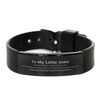 To My Little Sister Black Shark Mesh Bracelet, I am always right there in your heart, Inspirational Gifts For Little Sister, Reminder Birthday Christmas Unique Gifts For Little Sister