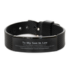To My Son In Law Black Shark Mesh Bracelet, I am always right there in your heart, Inspirational Gifts For Son In Law, Reminder Birthday Christmas Unique Gifts For Son In Law