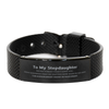 To My Stepdaughter Black Shark Mesh Bracelet, I am always right there in your heart, Inspirational Gifts For Stepdaughter, Reminder Birthday Christmas Unique Gifts For Stepdaughter
