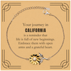 Moving to California Gifts, Reminder that life is full of new beginnings, California Christmas Friendship Sunflower Bracelet For Men, Women, Friends, Coworkers
