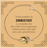 Moving to Connecticut Gifts, Reminder that life is full of new beginnings, Connecticut Christmas Friendship Sunflower Bracelet For Men, Women, Friends, Coworkers