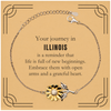 Moving to Illinois Gifts, Reminder that life is full of new beginnings, Illinois Christmas Friendship Sunflower Bracelet For Men, Women, Friends, Coworkers