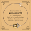 Moving to Massachusetts Gifts, Reminder that life is full of new beginnings, Massachusetts Christmas Friendship Sunflower Bracelet For Men, Women, Friends, Coworkers
