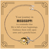 Moving to Mississippi Gifts, Reminder that life is full of new beginnings, Mississippi Christmas Friendship Sunflower Bracelet For Men, Women, Friends, Coworkers