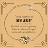 Moving to New Jersey Gifts, Reminder that life is full of new beginnings, New Jersey Christmas Friendship Sunflower Bracelet For Men, Women, Friends, Coworkers