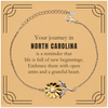 Moving to North Carolina Gifts, Reminder that life is full of new beginnings, North Carolina Christmas Friendship Sunflower Bracelet For Men, Women, Friends, Coworkers
