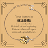 Moving to Oklahoma Gifts, Reminder that life is full of new beginnings, Oklahoma Christmas Friendship Sunflower Bracelet For Men, Women, Friends, Coworkers