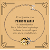 Moving to Pennsylvania Gifts, Reminder that life is full of new beginnings, Pennsylvania Christmas Friendship Sunflower Bracelet For Men, Women, Friends, Coworkers