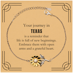 Moving to Texas Gifts, Reminder that life is full of new beginnings, Texas Christmas Friendship Sunflower Bracelet For Men, Women, Friends, Coworkers