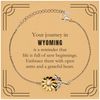Moving to Wyoming Gifts, Reminder that life is full of new beginnings, Wyoming Christmas Friendship Sunflower Bracelet For Men, Women, Friends, Coworkers
