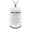 Moving to South Carolina Gifts, Reminder that life is full of new beginnings, South Carolina Christmas Friendship Silver Dog Tag For Men, Women, Friends, Coworkers