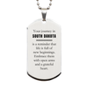 Moving to South Dakota Gifts, Reminder that life is full of new beginnings, South Dakota Christmas Friendship Silver Dog Tag For Men, Women, Friends, Coworkers