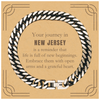 Moving to New Jersey Gifts, Reminder that life is full of new beginnings, New Jersey Christmas Friendship Cuban Link Chain Bracelet For Men, Women, Friends, Coworkers