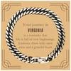 Moving to Virginia Gifts, Reminder that life is full of new beginnings, Virginia Christmas Friendship Cuban Link Chain Bracelet For Men, Women, Friends, Coworkers