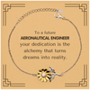 To a Future Aeronautical Engineer Gifts, Turns dreams into reality, Graduation Gifts for New Aeronautical Engineer, Christmas Inspirational Sunflower Bracelet For Men, Women