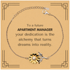 To a Future Apartment Manager Gifts, Turns dreams into reality, Graduation Gifts for New Apartment Manager, Christmas Inspirational Sunflower Bracelet For Men, Women