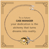 To a Future Case Manager Gifts, Turns dreams into reality, Graduation Gifts for New Case Manager, Christmas Inspirational Sunflower Bracelet For Men, Women